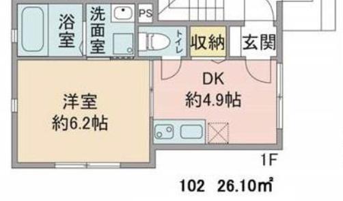 チェコリーヌ(1DK/1階)の間取り写真