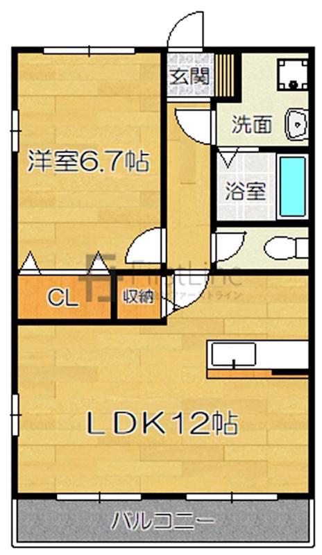 ピーチカーサIII(1LDK/2階)の間取り写真