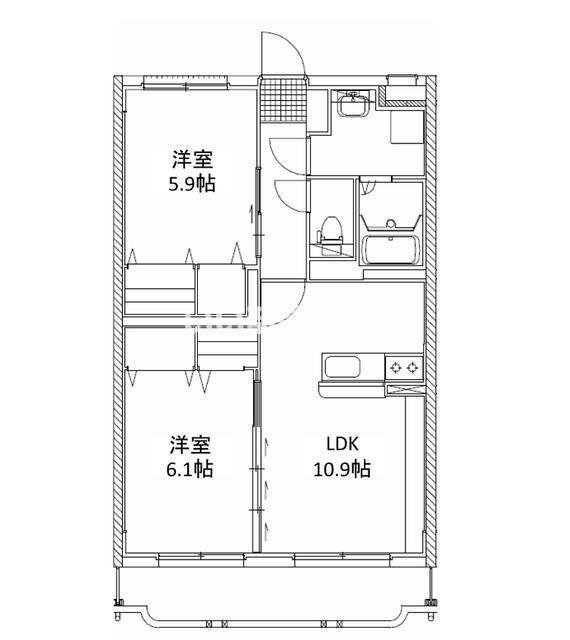 はなみずきII番館(2LDK/3階)の間取り写真