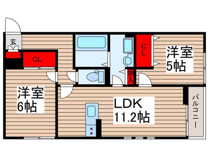 RACINE MATSUDO(2LDK/2階)の間取り写真