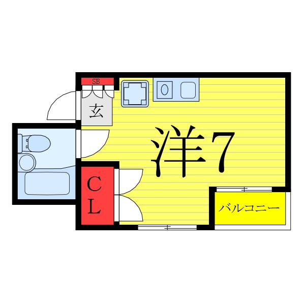 メゾンドウエハラ(ワンルーム/3階)の間取り写真