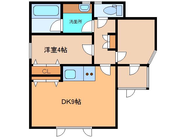 西2条マンション(1DK/1階)の間取り写真