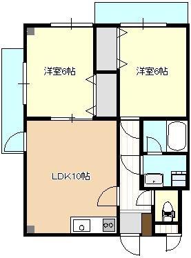 エスパール木風(2LDK/5階)の間取り写真