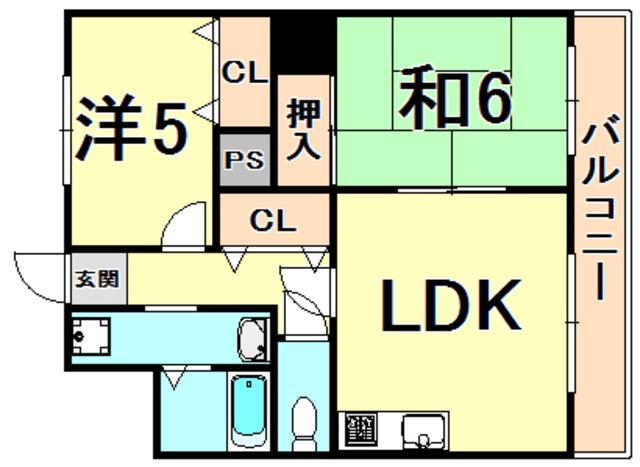 ピンリーブルII(2LDK/2階)の間取り写真