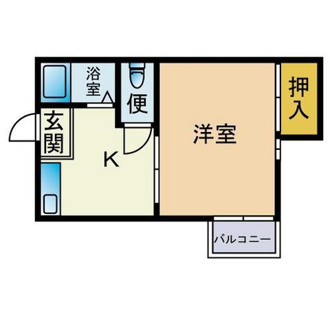 第2サナハイツ(1DK/2階)の間取り写真