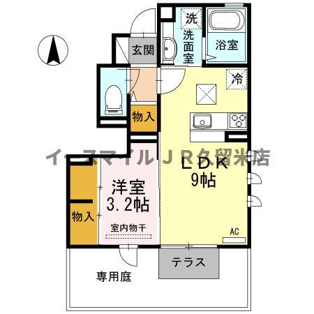 ヴァン・テ・アン(1LDK/1階)の間取り写真