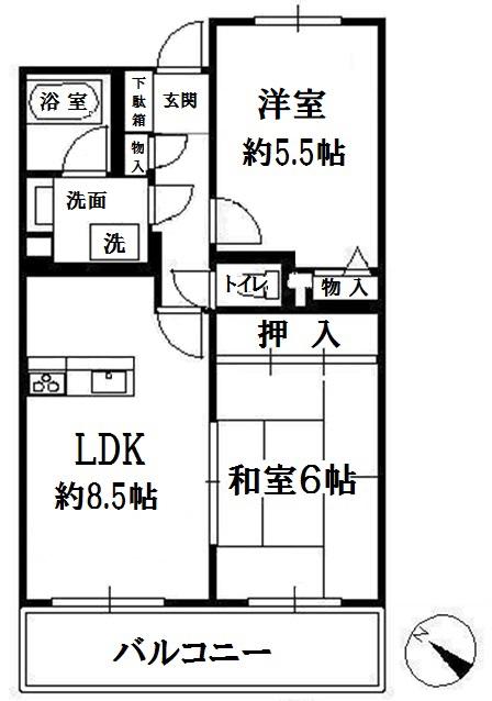 シアーズ南浦和(2LDK/4階)の間取り写真
