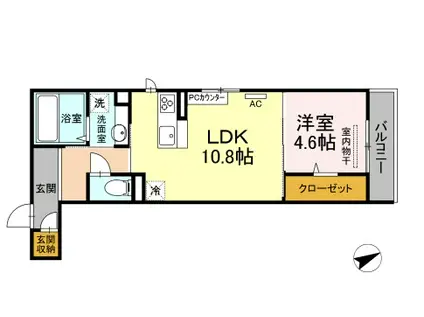アネシス寺家 A棟(1LDK/3階)の間取り写真