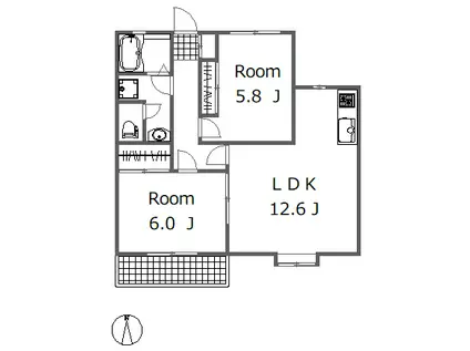 ツインヒル貝沢(2LDK/3階)の間取り写真
