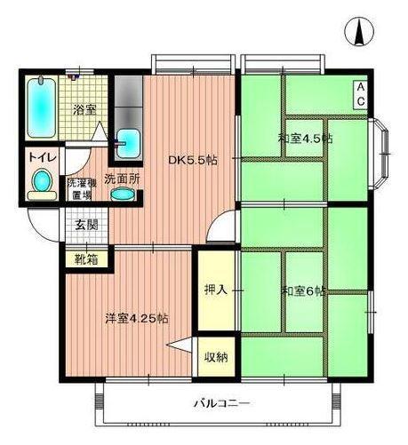 サンライズ太田(3DK/2階)の間取り写真