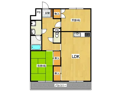 マンションヤマモト参番館(2LDK/3階)の間取り写真