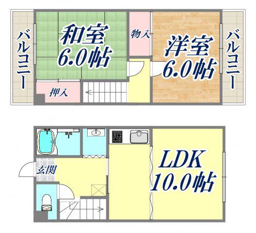 クローバーハウス(2LDK/1階)の間取り写真