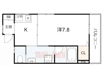 コートフジ(1K/2階)の間取り写真