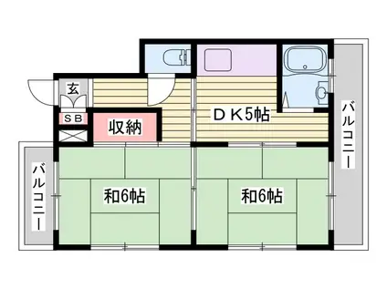 京口セントラルハイツ(2DK/3階)の間取り写真