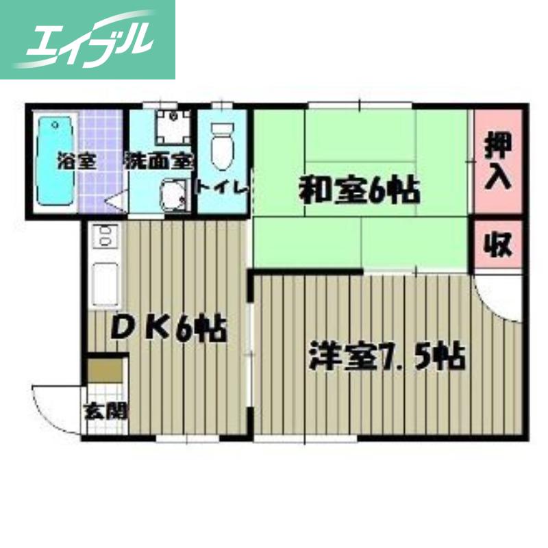 メゾンナンバ(2DK/2階)の間取り写真