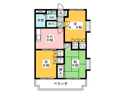 ウイングヒルズ(3DK/3階)の間取り写真