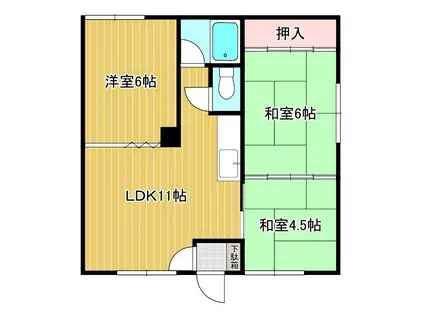 第2コーポ野尻(3LDK/1階)の間取り写真