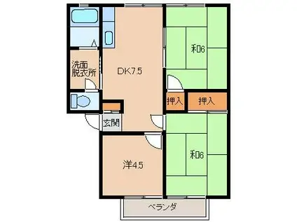 グリーンヒル九度山II(3DK/2階)の間取り写真