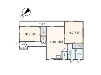 JR京浜東北線 鶴見駅 徒歩20分 3階建 築26年(2LDK/2階)の間取り写真