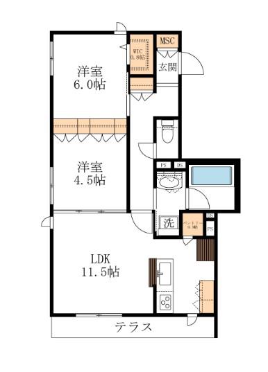 MAISON NOIR(2LDK/2階)の間取り写真
