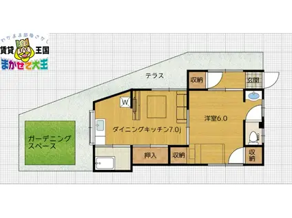 レイジングサン青山(1LDK/1階)の間取り写真