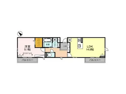 ドエル24(1LDK/2階)の間取り写真