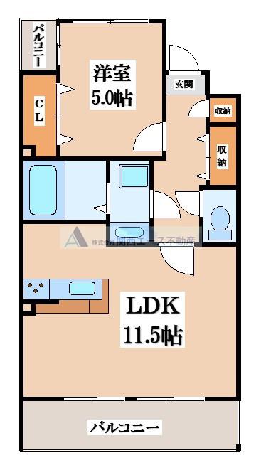 COCO VIALATTE(1LDK/1階)の間取り写真