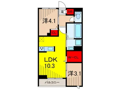 セレスティア白鳥(2LDK/1階)の間取り写真