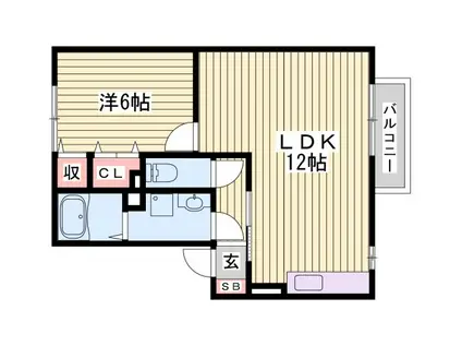 リビングタウン魚住 B棟(1LDK/1階)の間取り写真