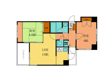 パレス小倉(2LDK/4階)の間取り写真