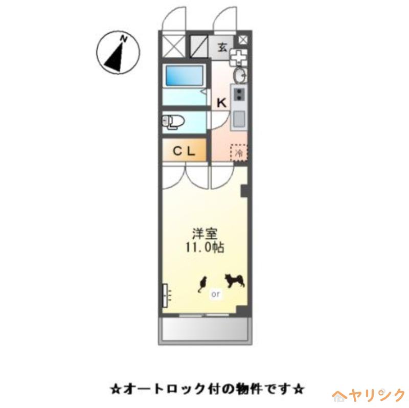 プレジデント川中(1K/2階)の間取り写真