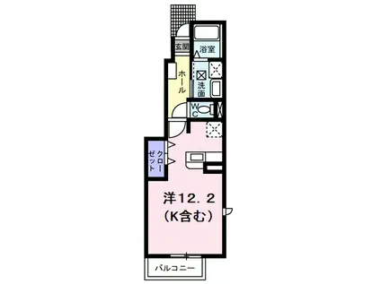 Jカントリーハイツ(ワンルーム/1階)の間取り写真