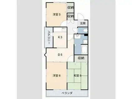 CAESAR PARK I(3DK/1階)の間取り写真