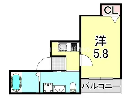 NET-K神戸西(1K/3階)の間取り写真