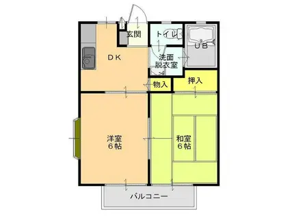 シンフォニアB棟(2DK/2階)の間取り写真