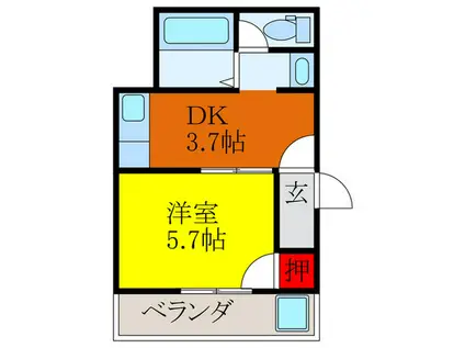 チョコブラック(1DK/2階)の間取り写真
