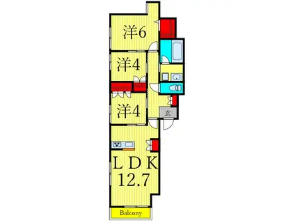 マリンハイツ南(3LDK/2階)の間取り写真
