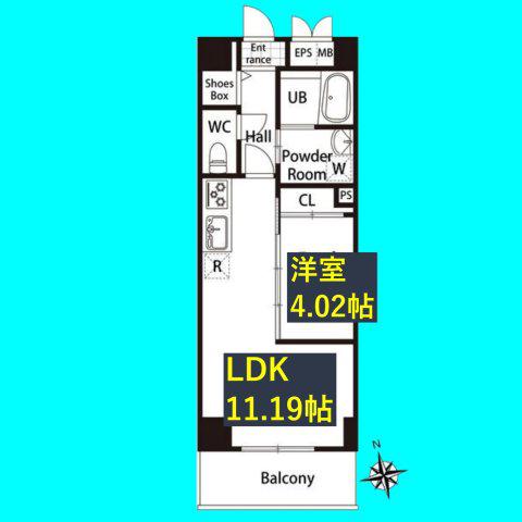 GRAN DUKE東桜(1LDK/12階)の間取り写真