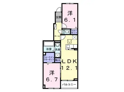 豊橋鉄道東田本線 運動公園前駅(愛知) 徒歩24分 2階建 新築(2LDK/1階)の間取り写真