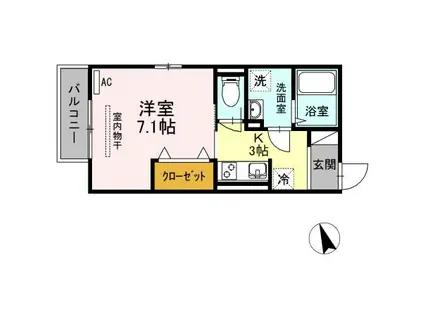 瑞風 203(1K/2階)の間取り写真