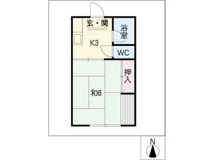 コーポ北島(1K/2階)の間取り写真