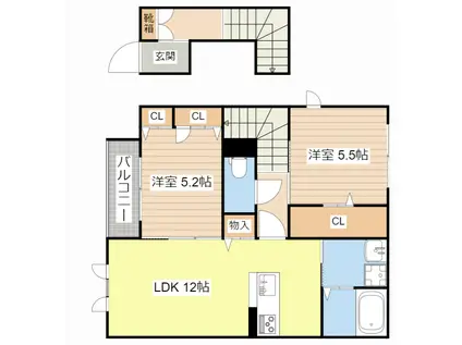 サン ピース(2LDK/2階)の間取り写真