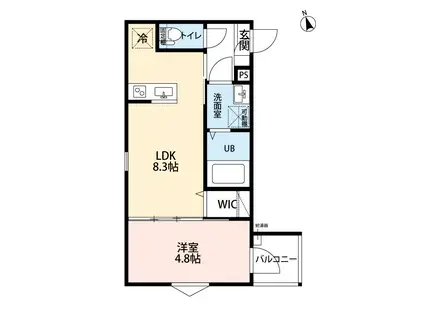 KERASIA(1LDK/1階)の間取り写真