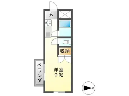 シャトー岐西(ワンルーム/2階)の間取り写真