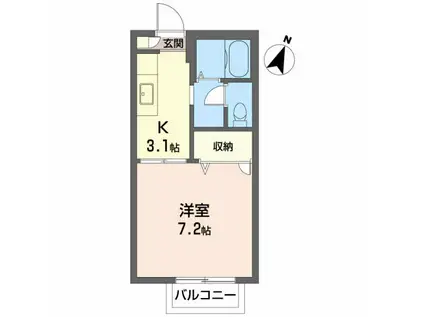 ジュネス古高山(1K/1階)の間取り写真