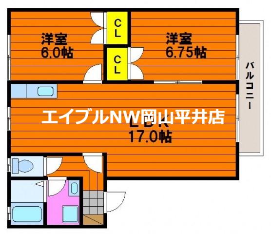 ベルデ高石 A棟(2LDK/2階)の間取り写真