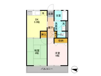 シティハイムセルティア(2DK/1階)の間取り写真