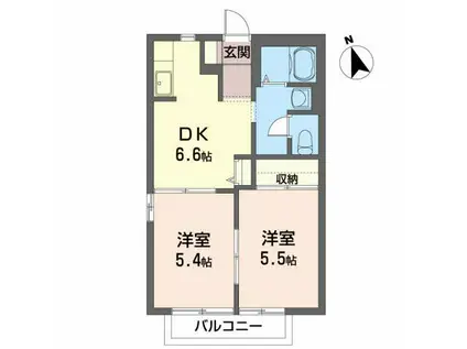 MS APARTMENT HOUSEII(2DK/1階)の間取り写真
