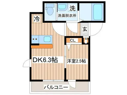 CASA FRASE(1DK/1階)の間取り写真