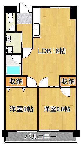 グリーンハイツ足立(2LDK/4階)の間取り写真